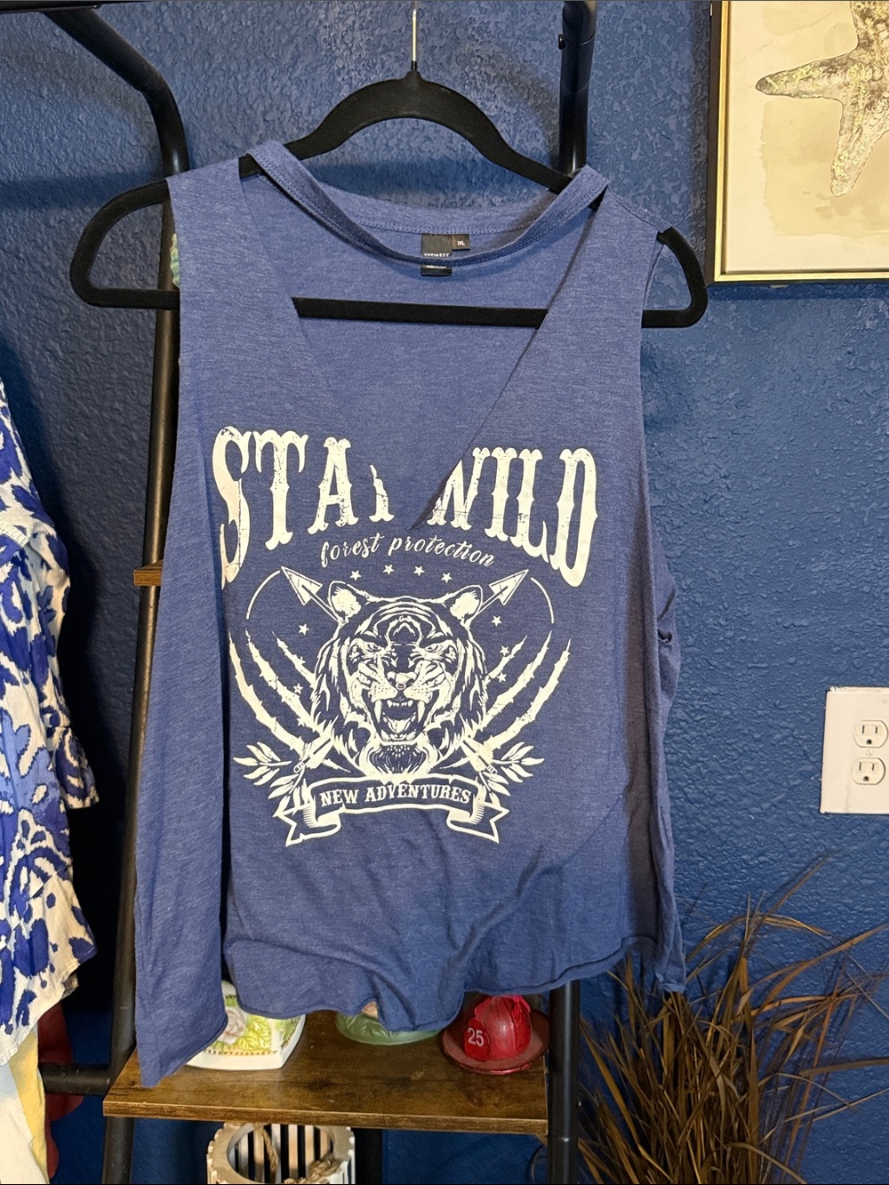 Blue Graphic Tank "Stay Wild"